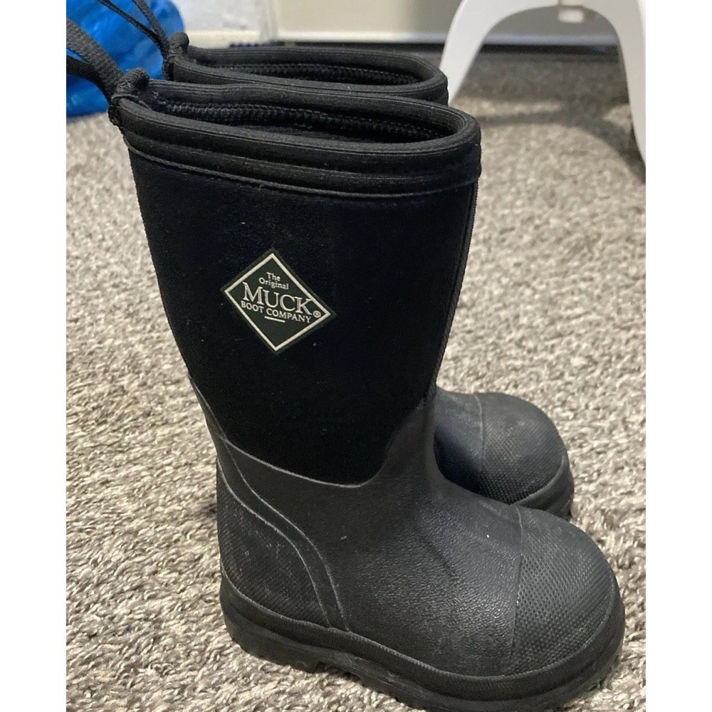 Muck Boot Company Kids C7 Black Waterproof Rain Boots Rubber Neoprene - Picture 4 of 13